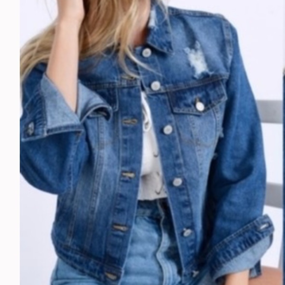 Classic Denim distressed jean jacket